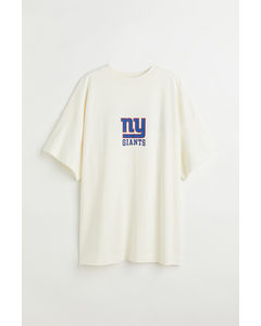 Lang T-shirt Med Tryk Creme/ny Giants