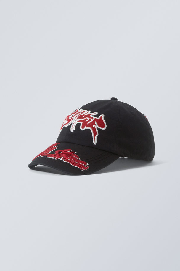 Weekday Busy Embroidery Cap Black