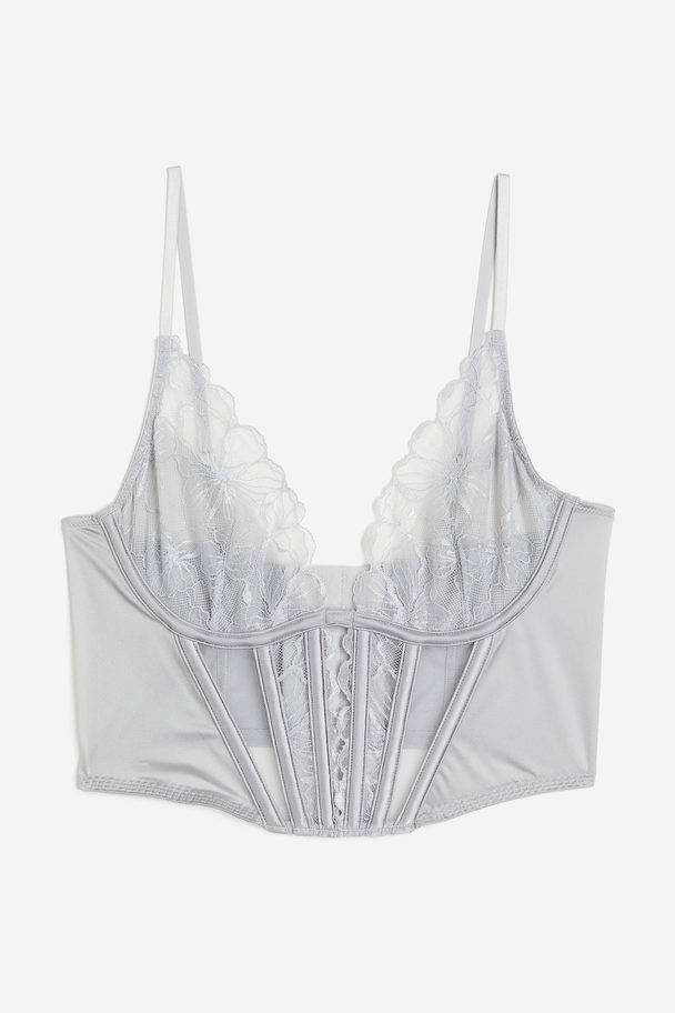 H&M Non-padded Lace Bustier Light Grey