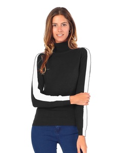 Turtleneck Sweater With Stripe On Sleeves