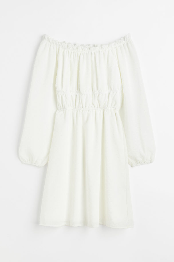 H&M Off-Shoulder-Kleid Weiß