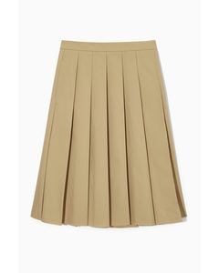 A-line Pleated Skirt Beige