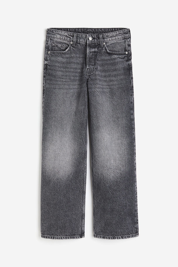 H&M Baggy Wide Low Jeans Mørkegrå