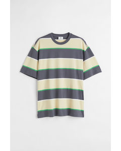 Patterned T-shirt Light Yellow/dark Grey Striped