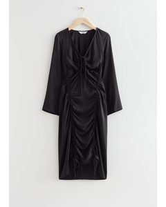 Drawstring Midi Dress Black