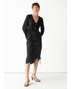 Midi-jurk Met Drawstring Zwart