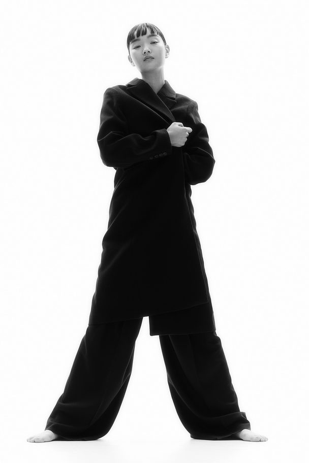 H&M Single-breasted Coat Black