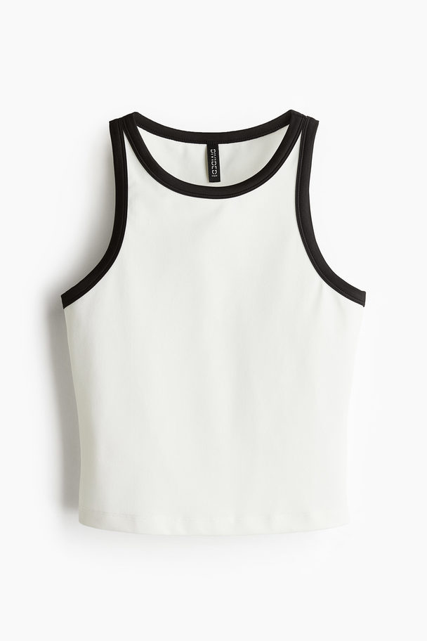 H&M Geripptes Tanktop Cremefarben/Schwarz