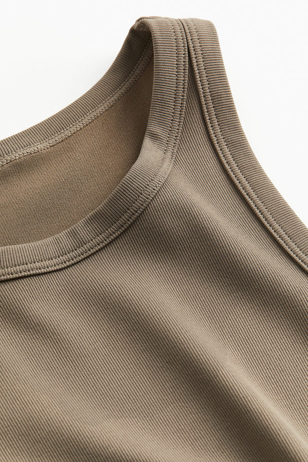 H&M Ribbestrikket Singlet Gråbeige