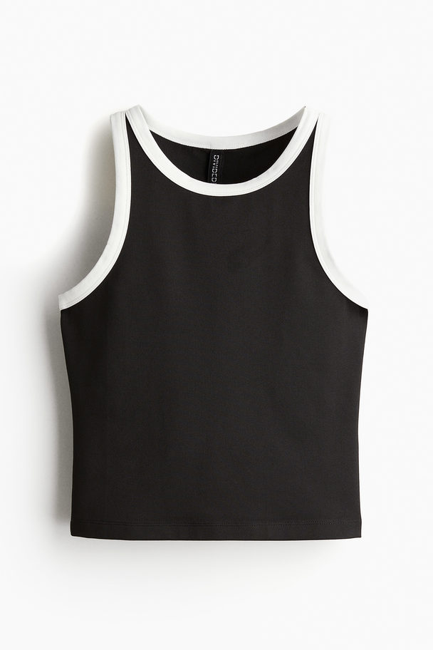 H&M Geribde Tanktop Zwart/wit