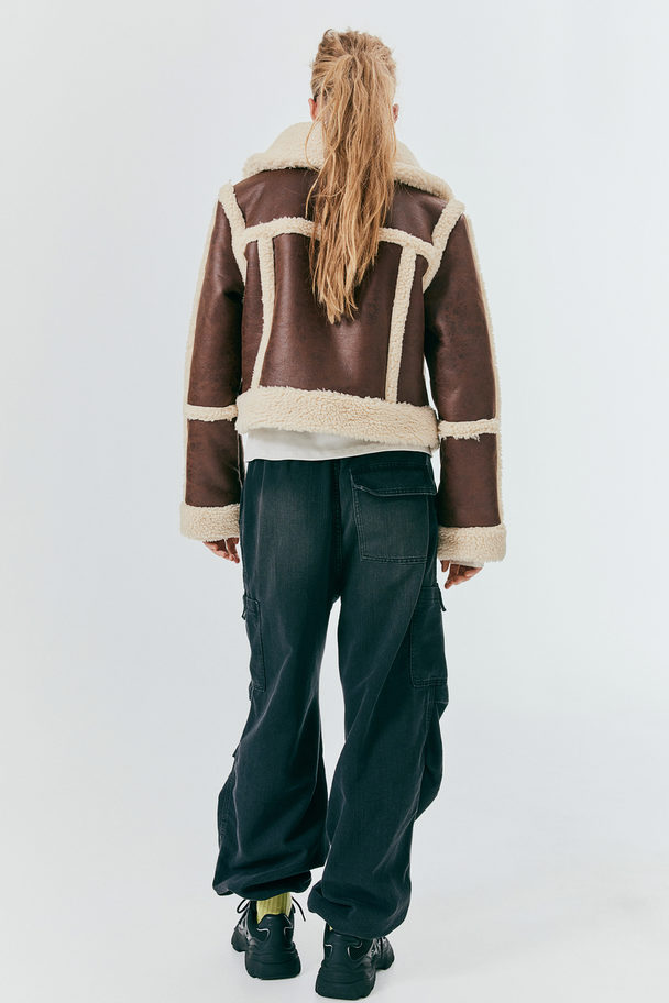 H&M Teddy-lined Jacket Brown