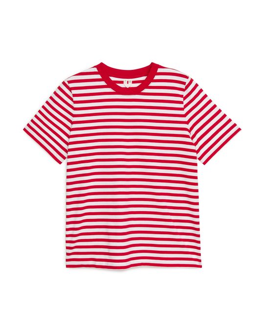 Arket Crew-neck Striped T-shirt Red/white