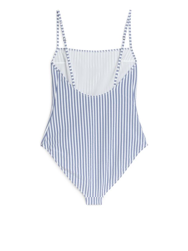 ARKET Seersucker Swimsuit Blue/white