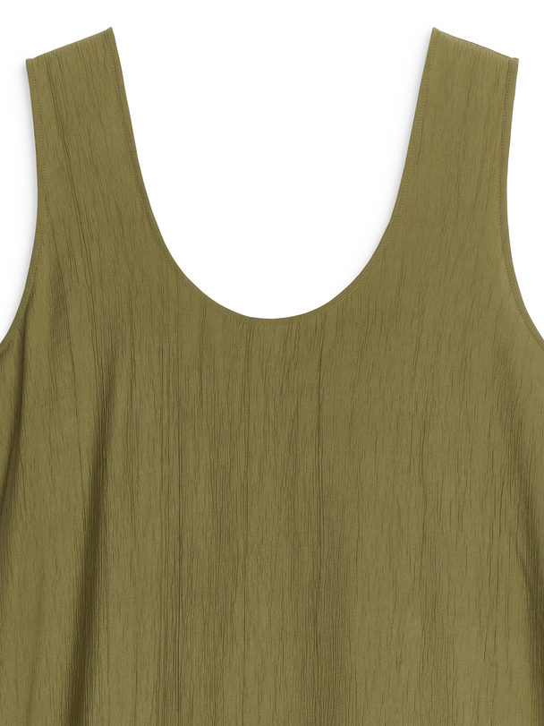 ARKET Langes Crinkle-Kleid Khaki