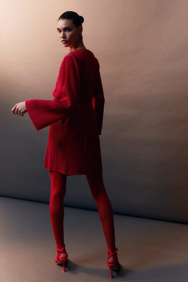H&M Plissiertes Jerseykleid Rot
