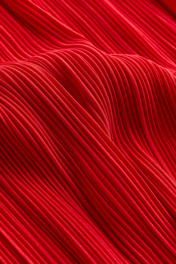 H&M Plisseret Kjole I Jersey Rød