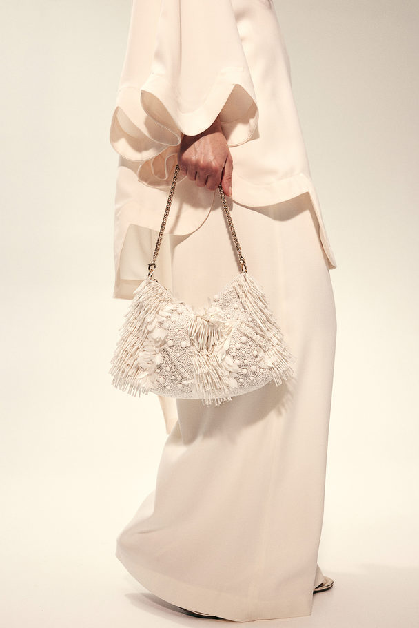 H&M Beaded Shoulder Bag White