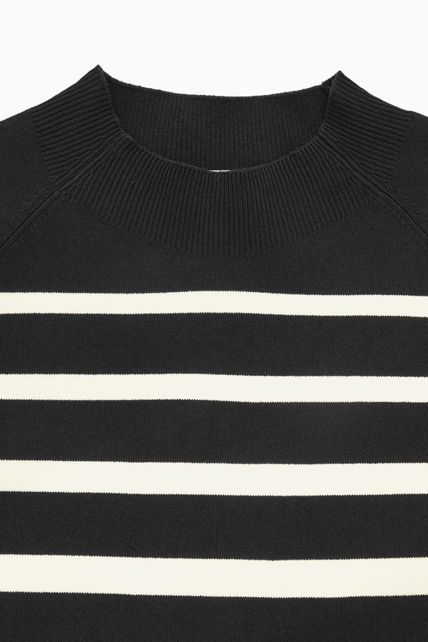 COS Cropped Knitted Mock-neck Top Black / White