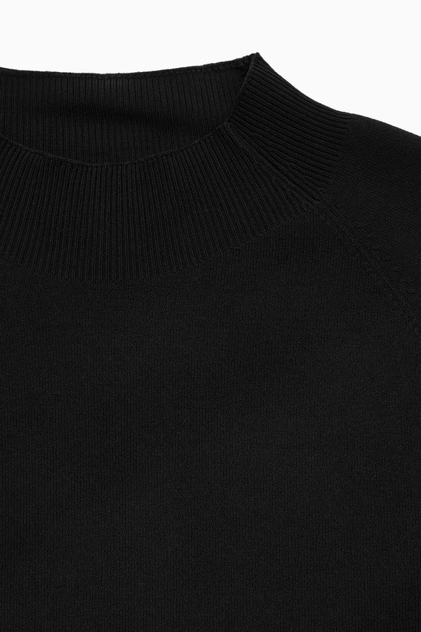 COS Cropped Knitted Mock-neck Top Black