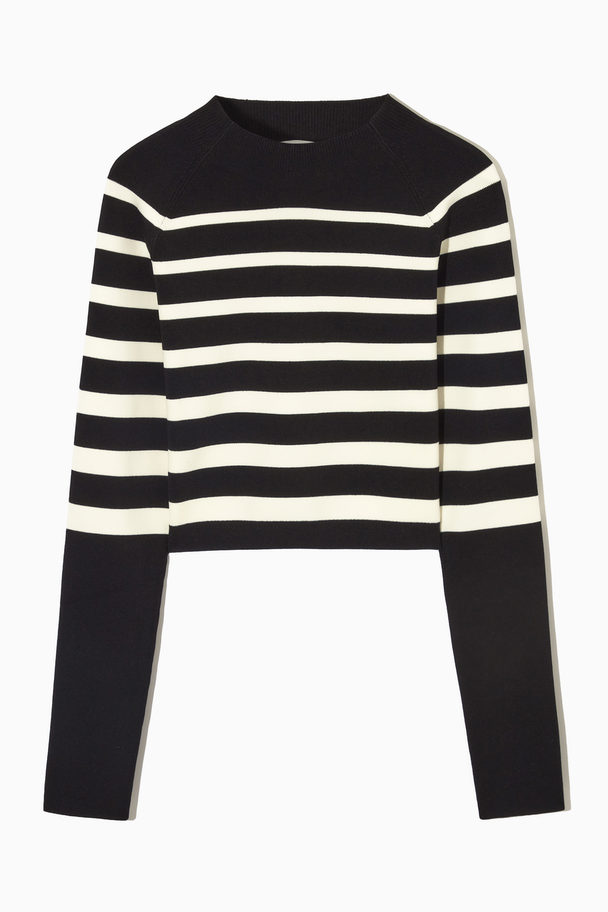 COS Cropped Knitted Mock-neck Top Black / White