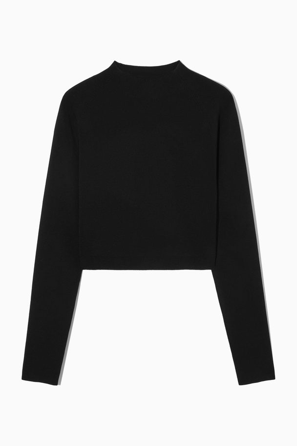 COS Cropped Knitted Mock-neck Top Black