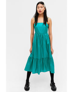 Square Neck Organza Dress Turquoise