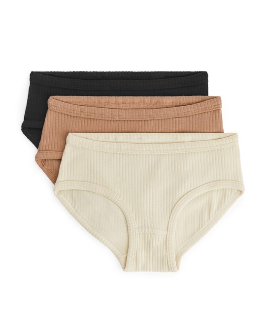 Arket Ribbed Jersey Briefs Off White/brown/black