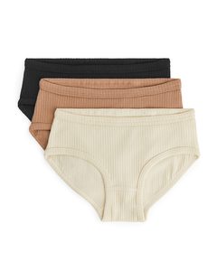 Ribbed Jersey Briefs Off White/brown/black