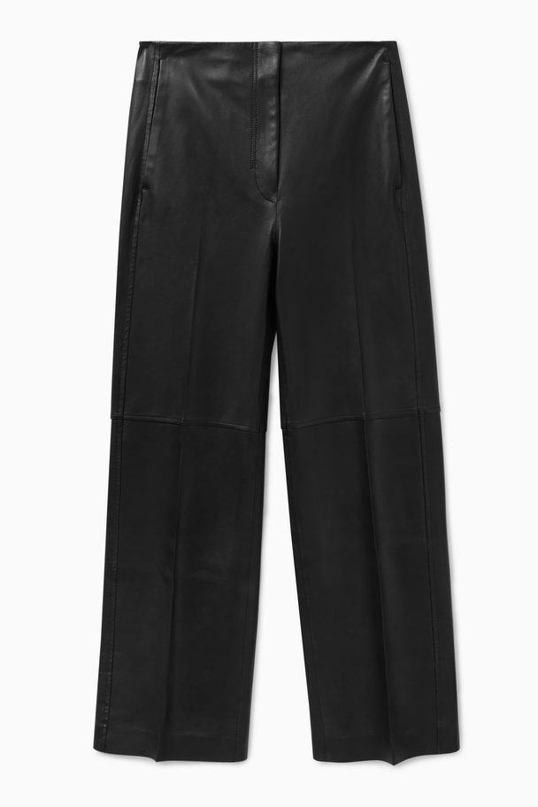 COS Wide-leg Leather Trousers Black