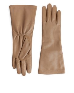 Wide Cuff Leather Gloves Camel