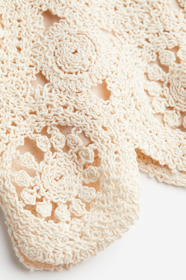 H&M Crochet-look Lace Blouse Light Beige