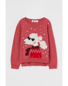 Pullover mit Motiv Hellrot/Weihnachtspudel