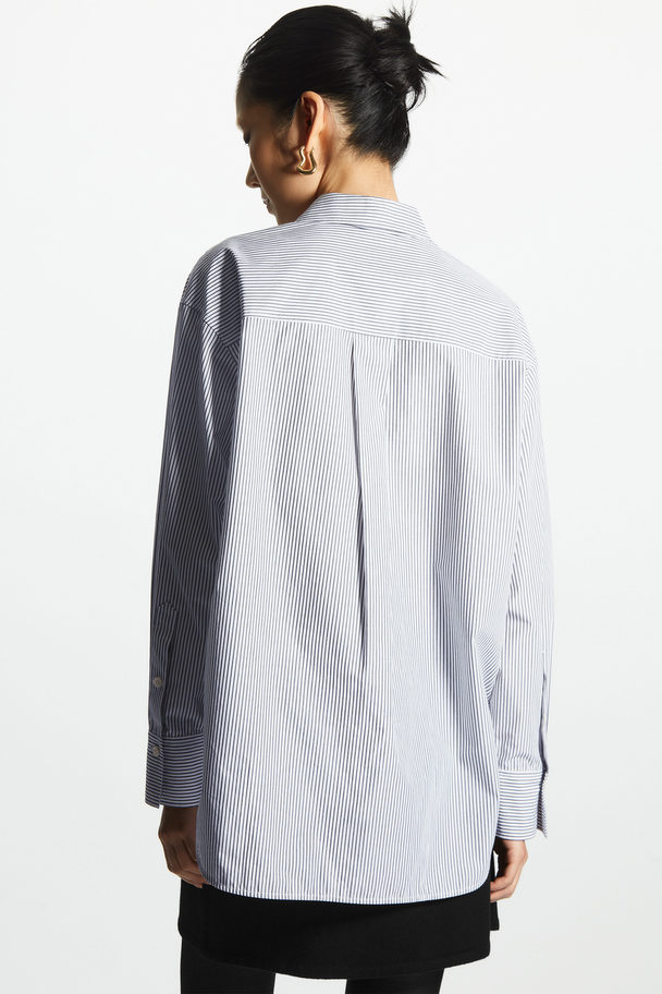 COS Oversized Cotton-poplin Shirt Blue / White