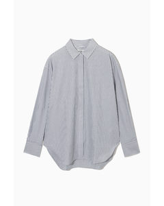 Oversized Cotton-poplin Shirt Blue / White