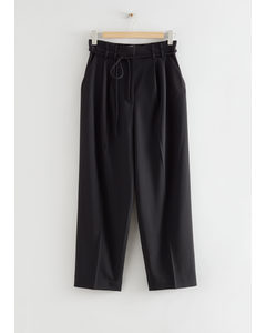 Relaxed Fit Paperbag Trousers Black
