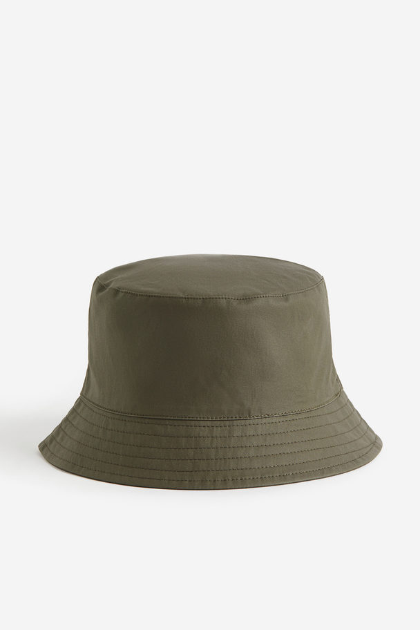 H&M Coated Bucket Hat Dark Khaki Green