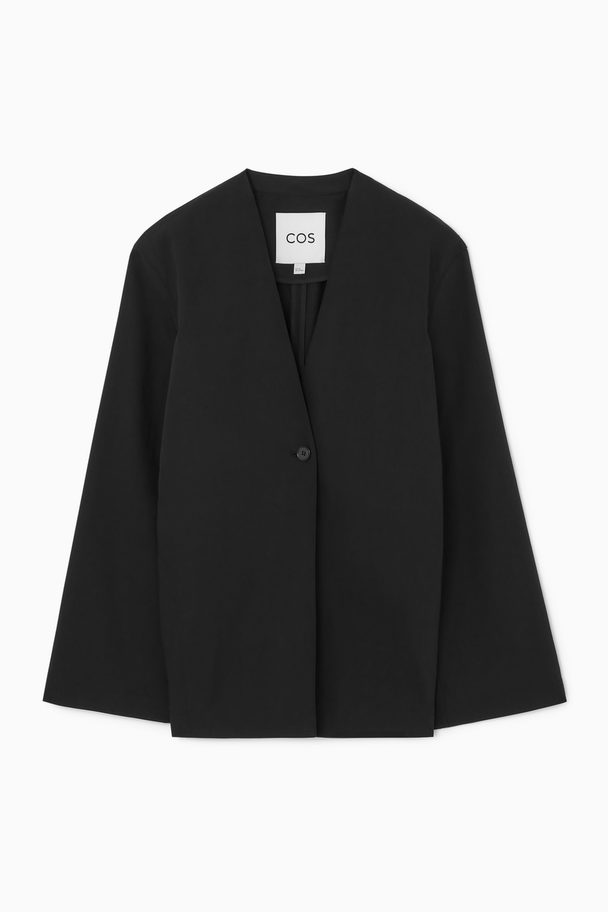 COS Collarless Single Breasted Blazer Black