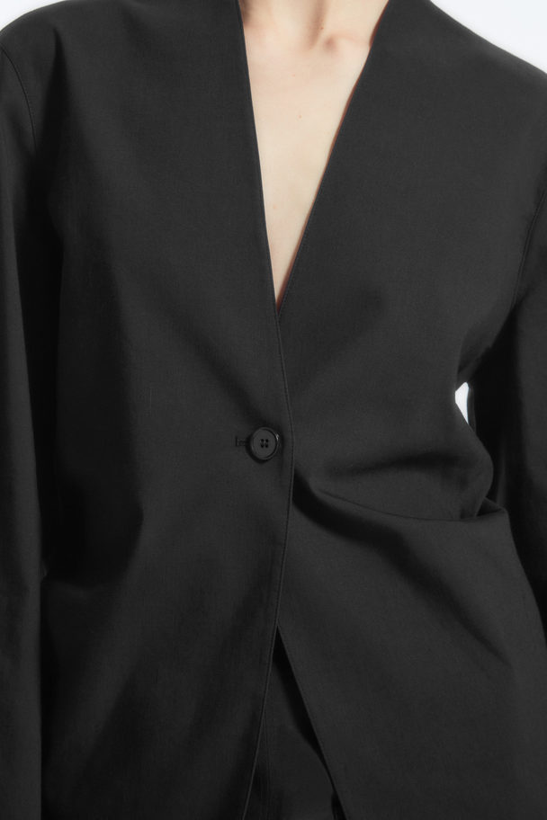 COS Collarless Single Breasted Blazer Black