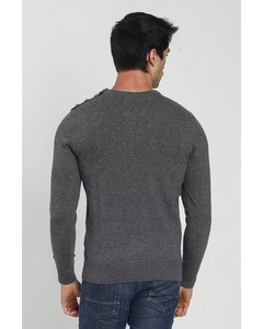 Round Neck Buttoned Shoulder Sweater