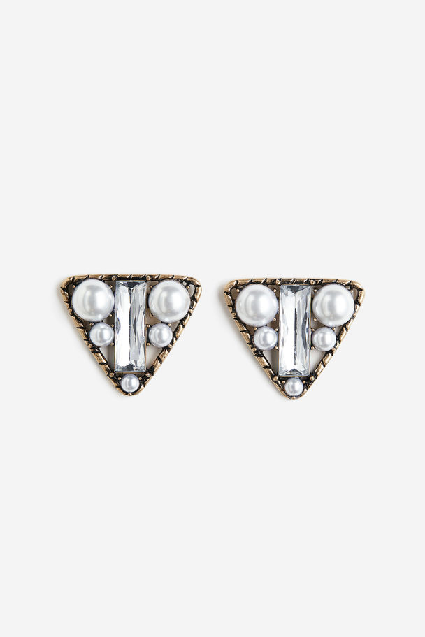 H&M Triangular Earrings White/gold-coloured