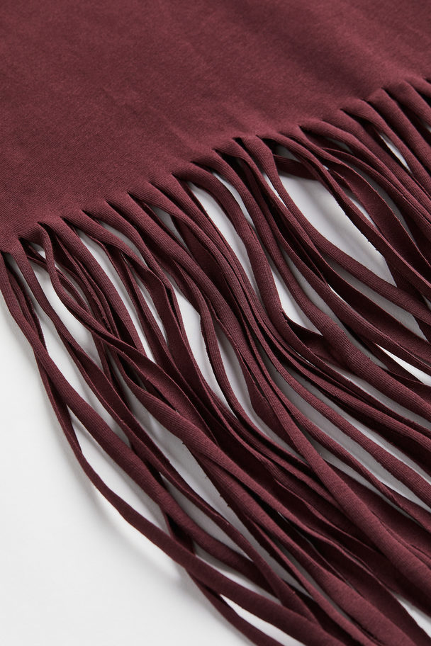 H&M Fringe-trimmed Dress Burgundy
