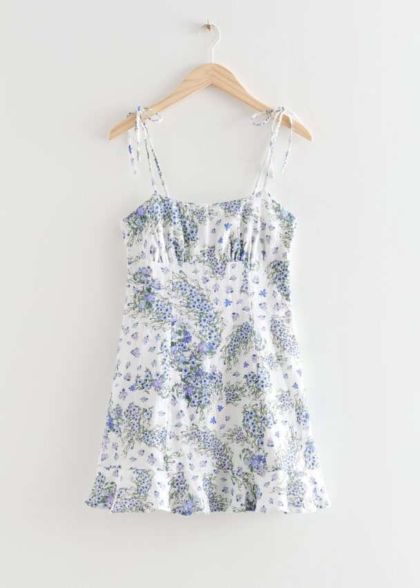 & Other Stories Mini-jurk Met Spaghettibandjes En Print Blauw Gebloemd