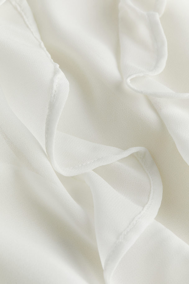 H&M Chiffonkleid mit Volants Weiß