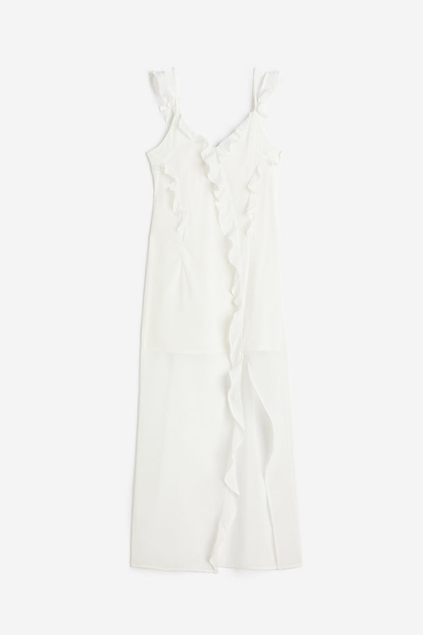 H&M Chiffonkleid mit Volants Weiß
