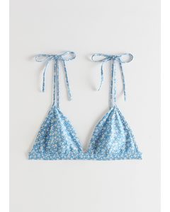 Soft Triangle Bikini Top Blue Florals