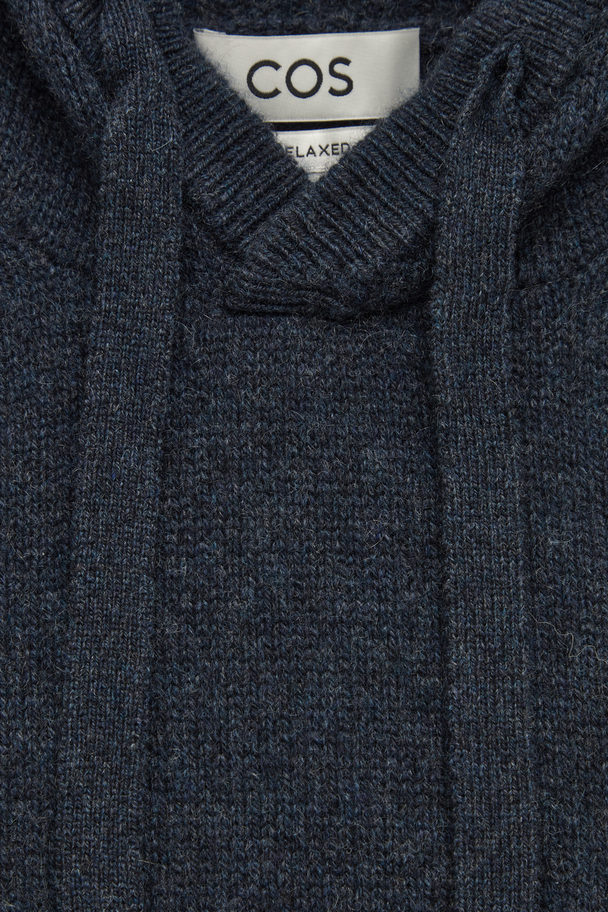 COS Relaxed-fit Pure Cashmere Hoodie Navy Mélange