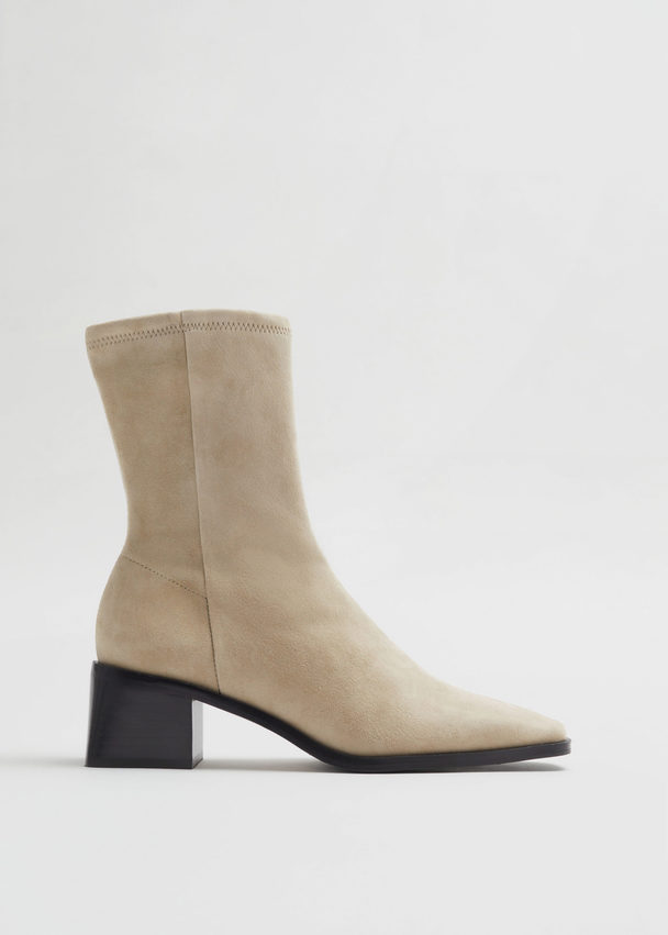 & Other Stories Leather Sock Boots Beige