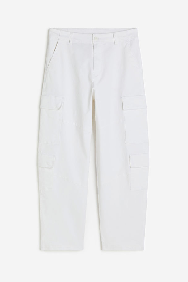 H&M Loose Fit Cargo Trousers White