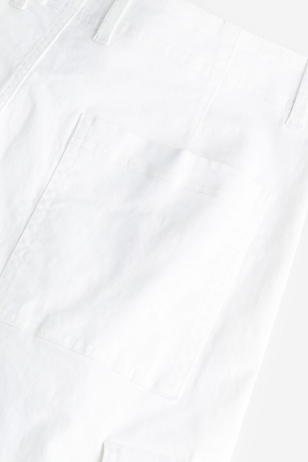 H&M Loose Fit Cargo Trousers White