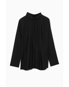 Pleated Batwing Blouse Black